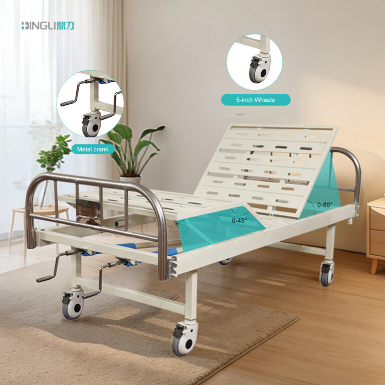 Manual 2-Crank Nursing Bed with Stamped Plate & Stainless Steel Boards