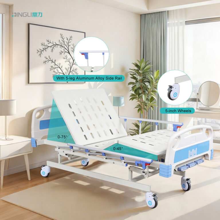 Hospital bed with caster and brake configuration