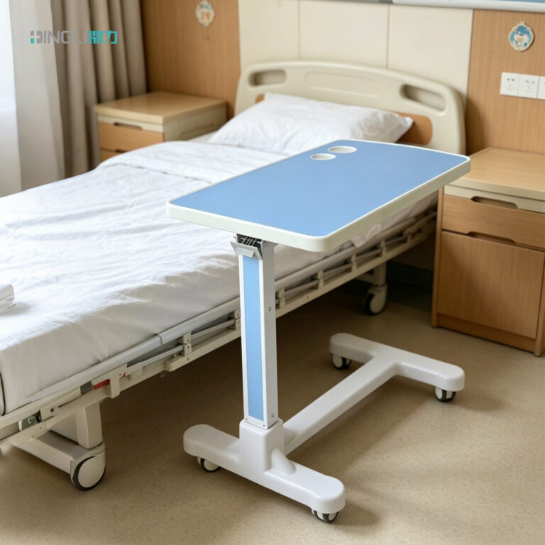 Premium Hydraulic Overbed Table with Pink ABS Desktop & Optimized B2B Packaging